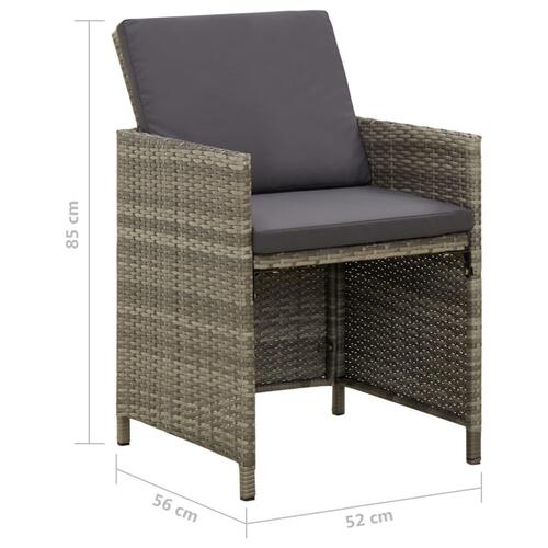Havestole med hynder 4 stk. polyrattan grå