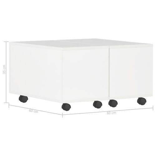 Sofabord 60x60x35 cm konstrueret træ hvid højglans