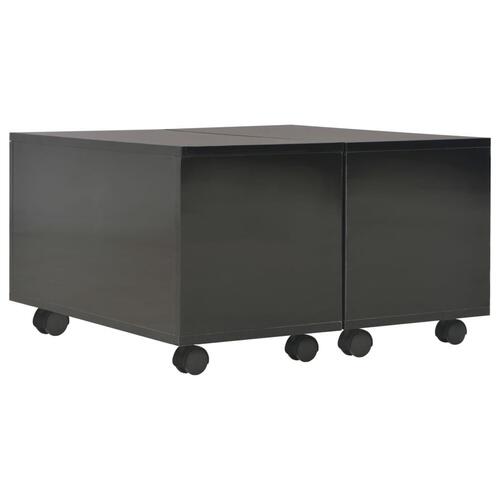 Sofabord 60x60x35 cm konstrueret træ sort højglans