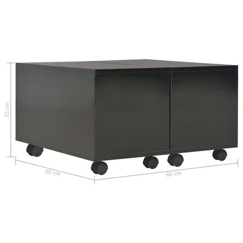 Sofabord 60x60x35 cm konstrueret træ sort højglans