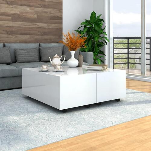 Sofabord 100x100x35 cm hvid højglans