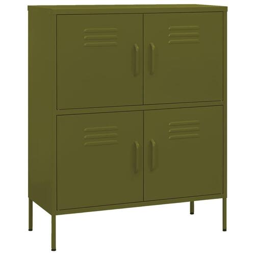 Opbevaringsskab 80x35x101,5 cm stål olivengrøn