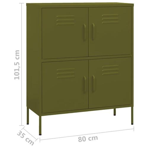 Opbevaringsskab 80x35x101,5 cm stål olivengrøn