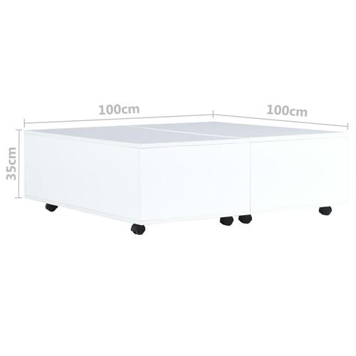 Sofabord 100x100x35 cm hvid højglans
