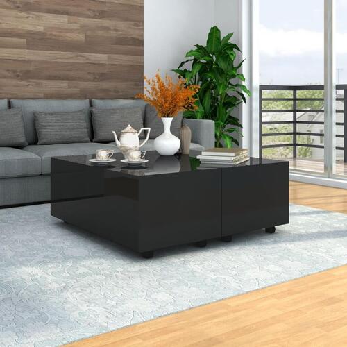 Sofabord 100x100x35 cm sort højglans