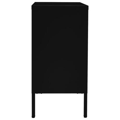 Skænk 75x35x70 cm stål og hærdet glas sort