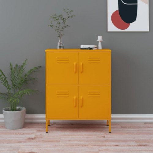 Opbevaringsskab i stål 80 x 35 x 101,5 cm - sennepsgul