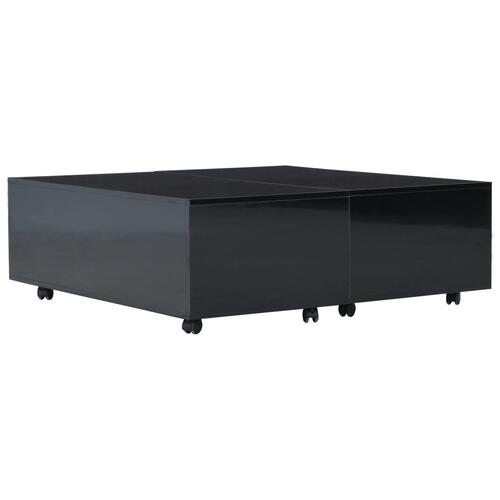 Sofabord 100x100x35 cm sort højglans