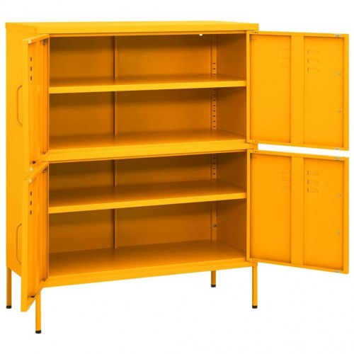 Opbevaringsskab i stål 80 x 35 x 101,5 cm - sennepsgul