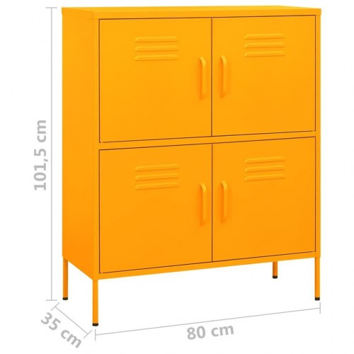 Opbevaringsskab i stål 80 x 35 x 101,5 cm - sennepsgul