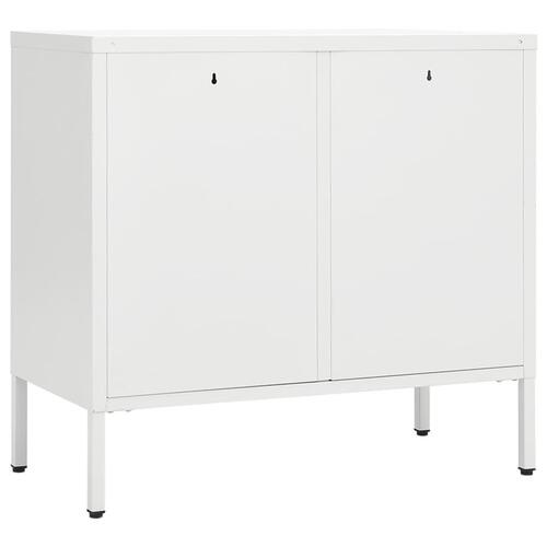 Skænk 75x35x70 cm stål og hærdet glas hvid