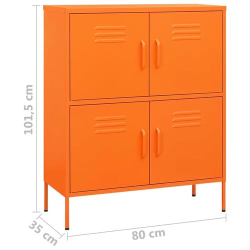 Opbevaringsskab 80x35x101,5 cm stål orange
