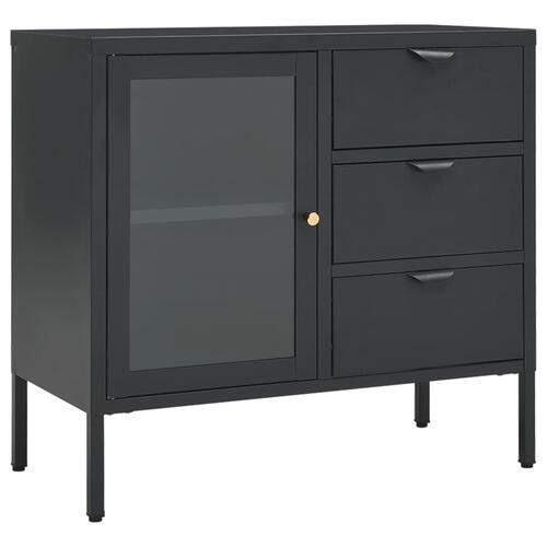 Skænk 75x35x70 cm stål og hærdet glas antracitgrå