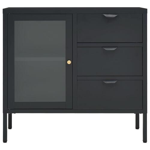 Skænk 75x35x70 cm stål og hærdet glas antracitgrå