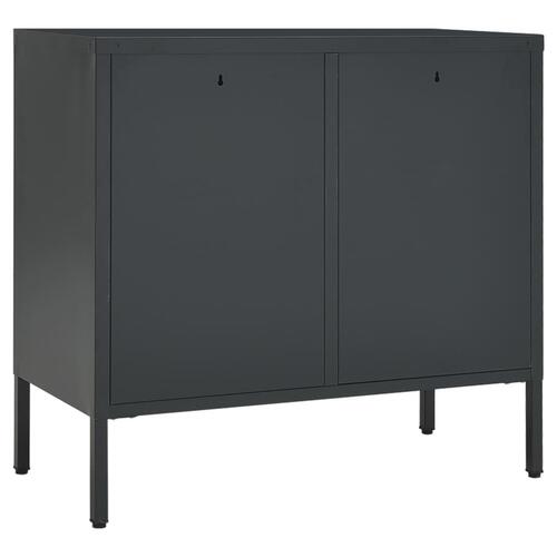 Skænk 75x35x70 cm stål og hærdet glas antracitgrå
