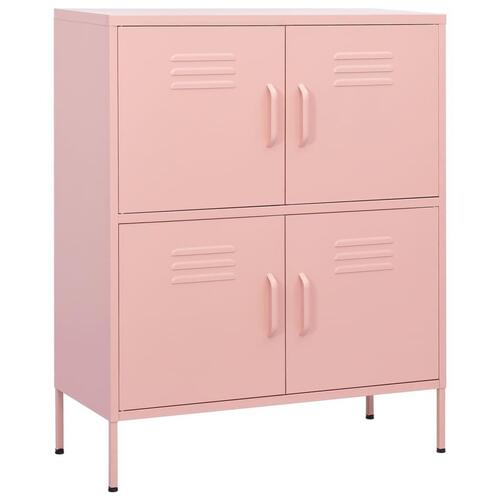 Opbevaringsskab 80x35x101,5 cm stål lyserød