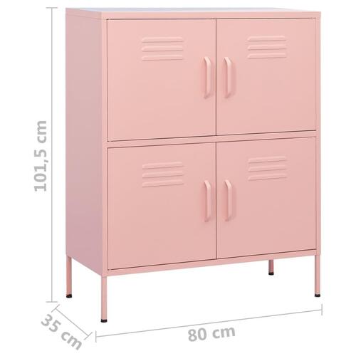 Opbevaringsskab 80x35x101,5 cm stål lyserød