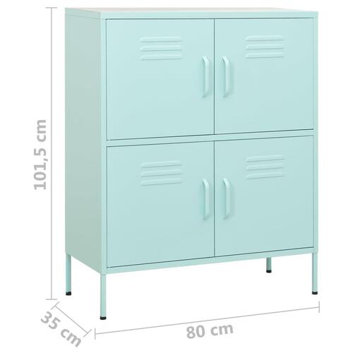 Opbevaringsskab 80x35x101,5 cm stål mintgrøn