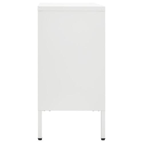 Skænk 105x35x70 cm stål og glas hvid