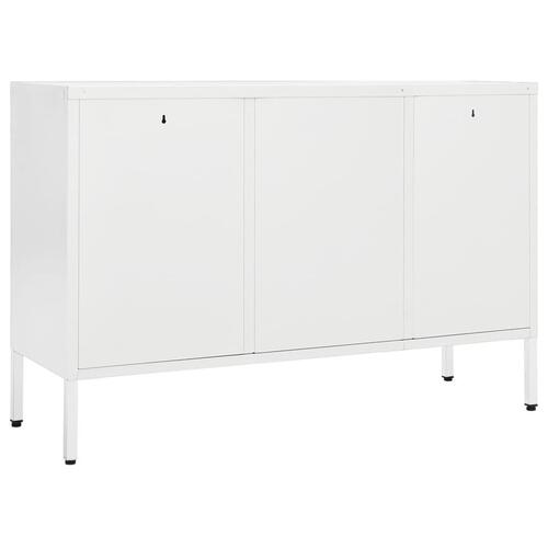 Skænk 105x35x70 cm stål og glas hvid