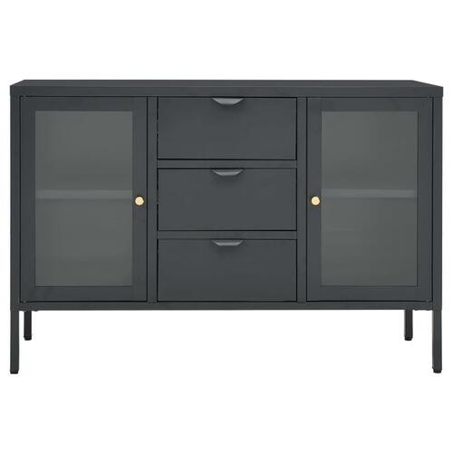 Skænk 105x35x70 cm stål og glas antracitgrå