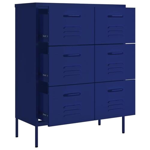 Kommode 80x35x101,5 cm stål marineblå