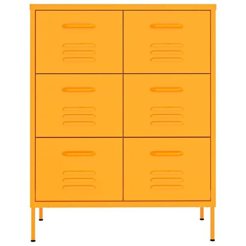 Kommode 80x35x101,5 cm stål sennepsgul