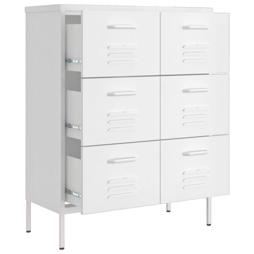 Kommode 80x35x101,5 cm stål hvid