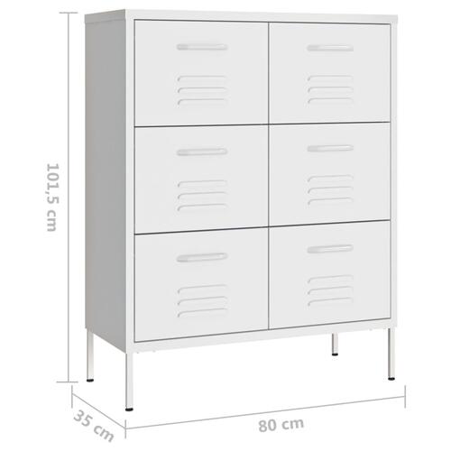 Kommode 80x35x101,5 cm stål hvid