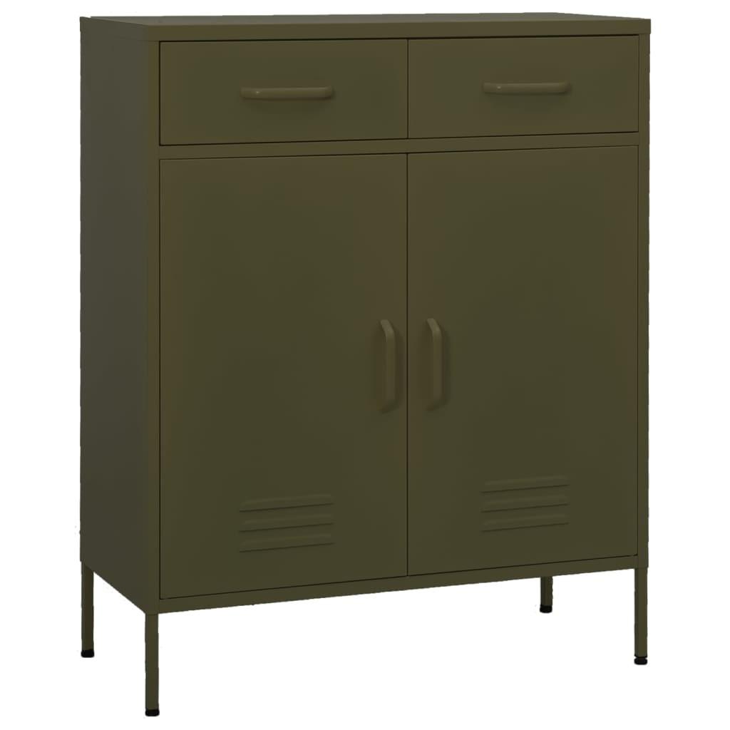 Opbevaringsskab 80x35x101,5 cm stål olivengrøn