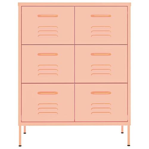 Kommode 80x35x101,5 cm stål lyserød