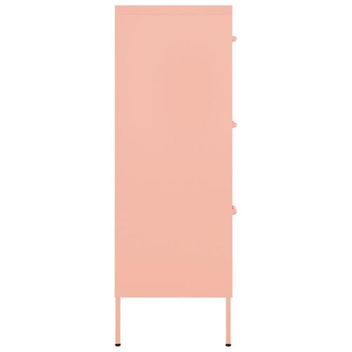 Kommode 80x35x101,5 cm stål lyserød