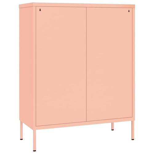 Kommode 80x35x101,5 cm stål lyserød