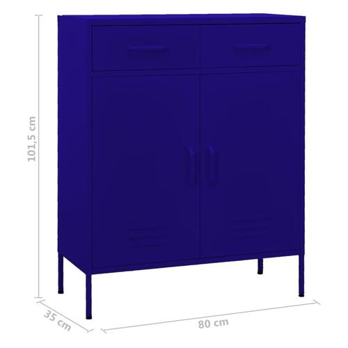 Opbevaringsskab 80x35x101,5 cm stål marineblå