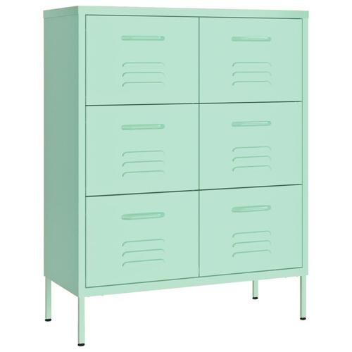 Kommode 80x35x101,5 cm stål mintgrøn