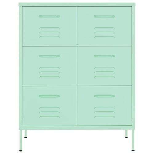 Kommode 80x35x101,5 cm stål mintgrøn