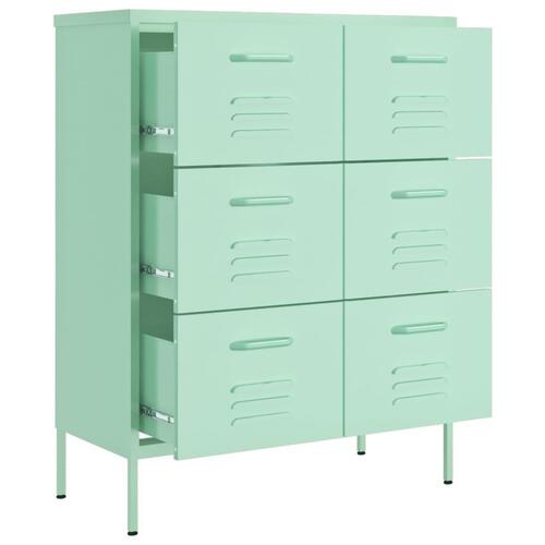 Kommode 80x35x101,5 cm stål mintgrøn