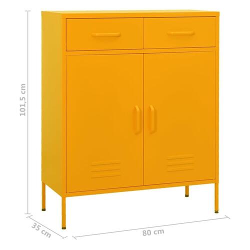 Opbevaringsskab 80x35x101,5 cm stål sennepsgul