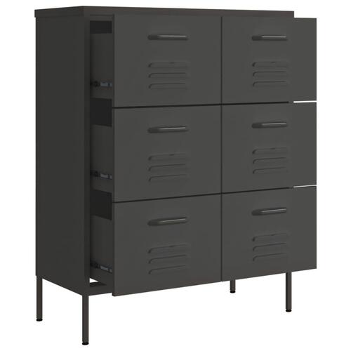 Kommode 80x35x101,5 cm stål antracitgrå