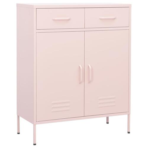 Opbevaringsskab 80x35x101,5 cm stål lyserød