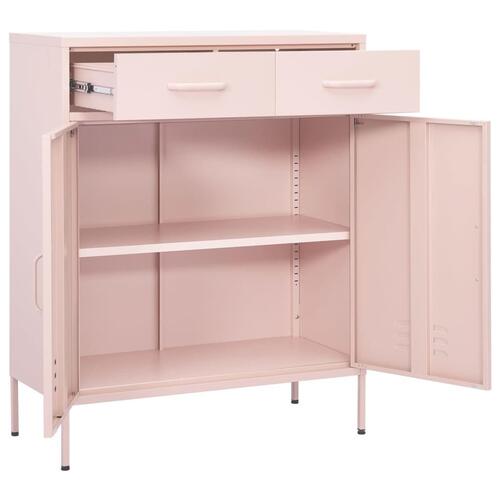 Opbevaringsskab 80x35x101,5 cm stål lyserød