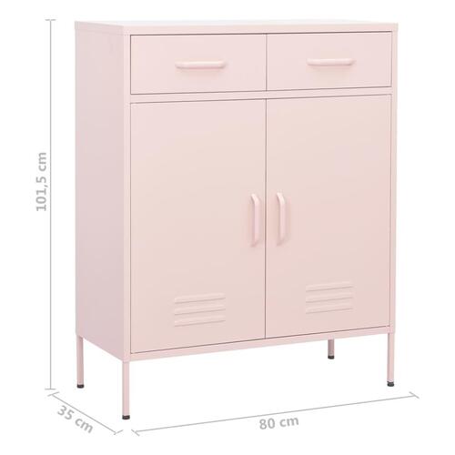 Opbevaringsskab 80x35x101,5 cm stål lyserød