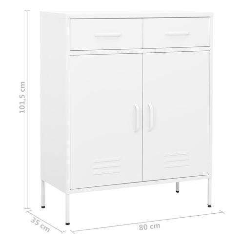 Opbevaringsskab 80x35x101,5 cm stål hvid