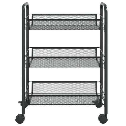 Køkkenvogn med 3 hylder 46x26x64 cm jern sort