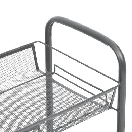 Køkkenvogn med 3 hylder 46x26x64 cm jern grå