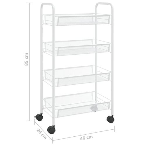 Køkkenvogn med 4 hylder 46x26x85 cm jern hvid