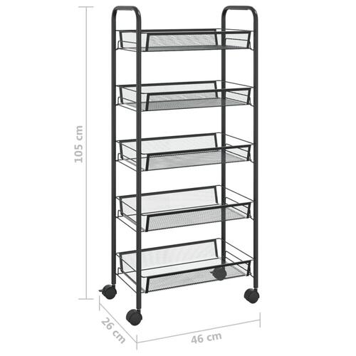 Køkkenvogn med 5 hylder 46x26x105 cm jern sort