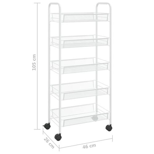 Køkkenvogn med 5 hylder 46x26x105 cm jern hvid