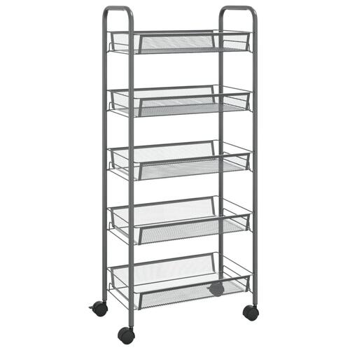 Køkkenvogn med 5 hylder 46x26x105 cm jern grå