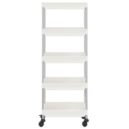 Køkkenvogn med 5 hylder 42x29x128 cm jern og ABS hvid